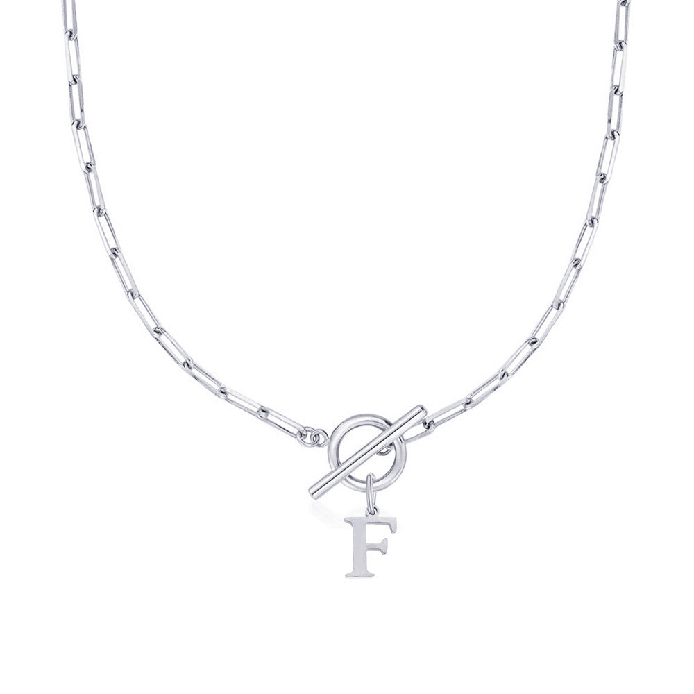 Paperclip Initiaal Ketting met Cirkel Slot