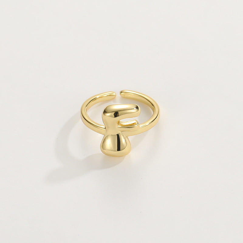 14k Schattige Bubble Letter Initiaal Ring