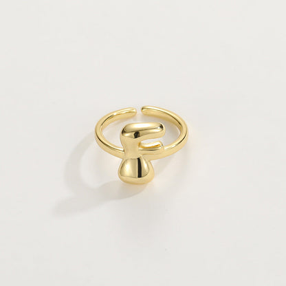 14k Schattige Bubble Letter Initiaal Ring