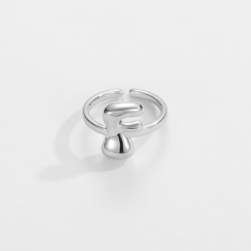 14k Schattige Bubble Letter Initiaal Ring