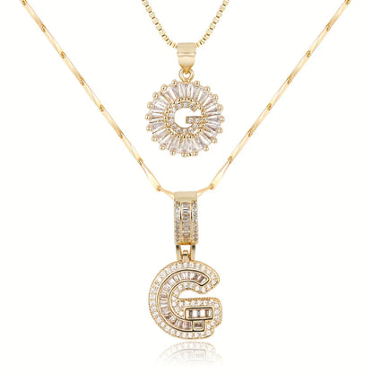 2-delige 14k Diamant Initiaal Kettingenset
