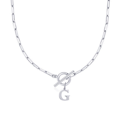 Paperclip Initiaal Ketting met Cirkel Slot