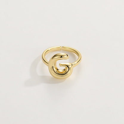 14k Schattige Bubble Letter Initiaal Ring