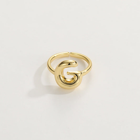 14k Schattige Bubble Letter Initiaal Ring