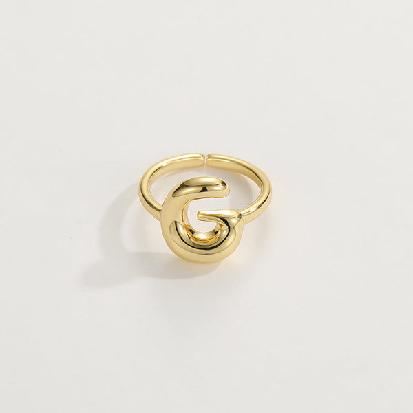 14k Schattige Bubble Letter Initiaal Ring