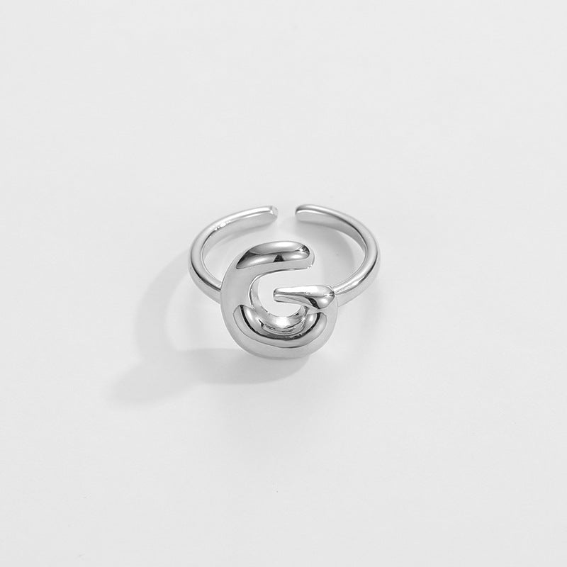 14k Schattige Bubble Letter Initiaal Ring