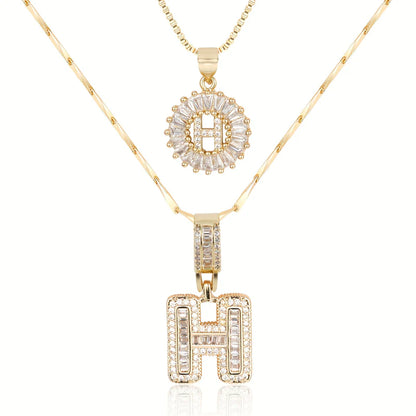 2-delige 14k Diamant Initiaal Kettingenset