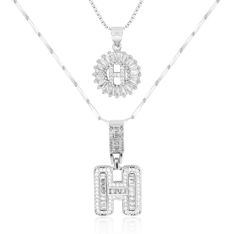 2-delige 14k Diamant Initiaal Kettingenset
