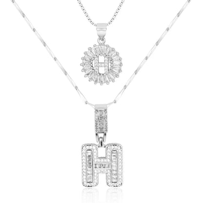 2-delige 14k Diamant Initiaal Kettingenset