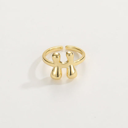 14k Schattige Bubble Letter Initiaal Ring