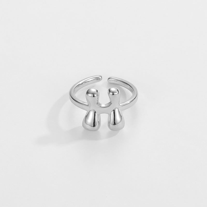 14k Schattige Bubble Letter Initiaal Ring