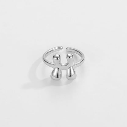 14k Schattige Bubble Letter Initiaal Ring