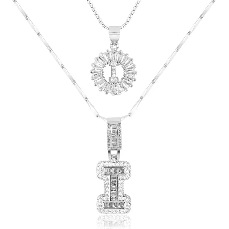 2-delige 14k Diamant Initiaal Kettingenset