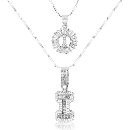 2-delige 14k Diamant Initiaal Kettingenset