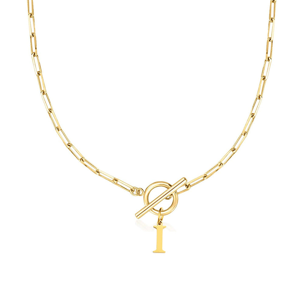 Paperclip Initiaal Ketting met Cirkel Slot
