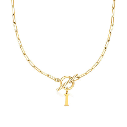 Paperclip Initiaal Ketting met Cirkel Slot