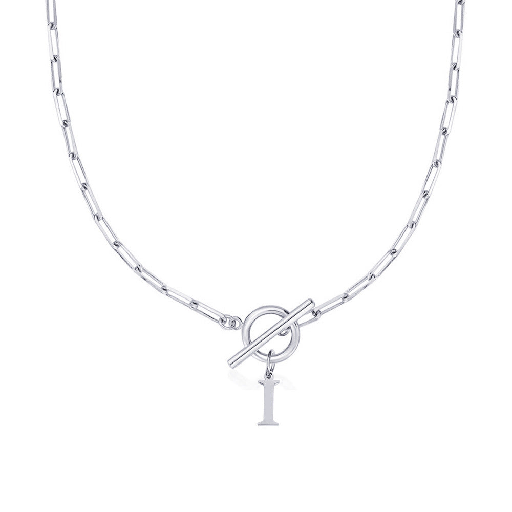 Paperclip Initiaal Ketting met Cirkel Slot