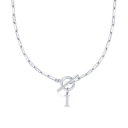 Paperclip Initiaal Ketting met Cirkel Slot