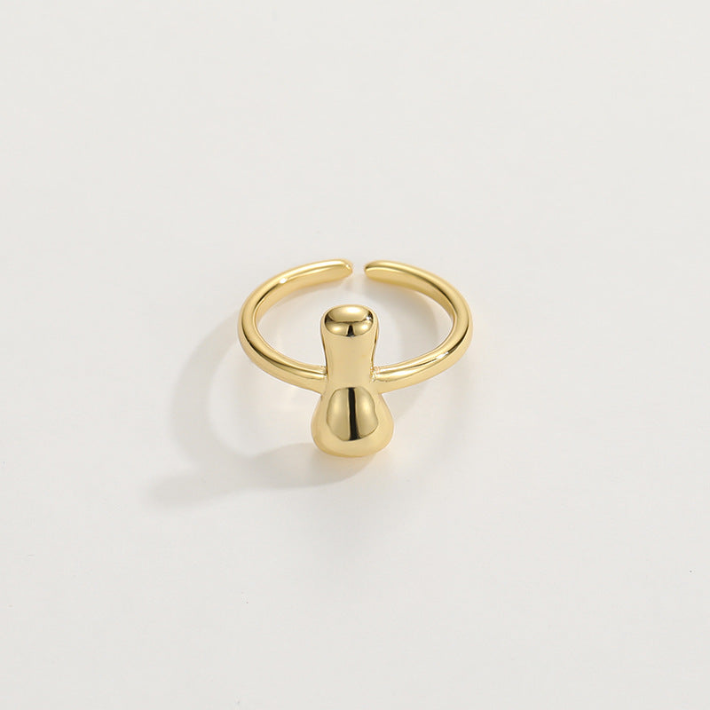14k Schattige Bubble Letter Initiaal Ring