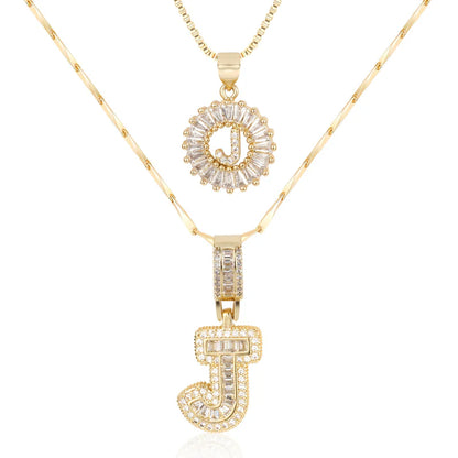 2-delige 14k Diamant Initiaal Kettingenset