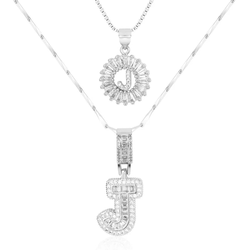 2-delige 14k Diamant Initiaal Kettingenset