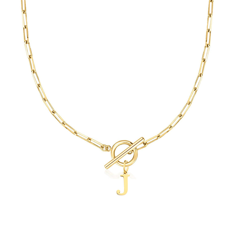 Paperclip Initiaal Ketting met Cirkel Slot