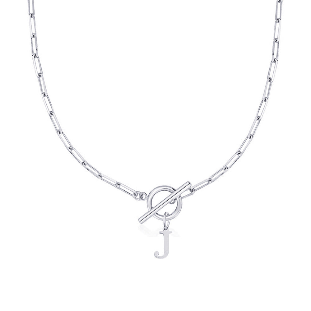 Paperclip Initiaal Ketting met Cirkel Slot