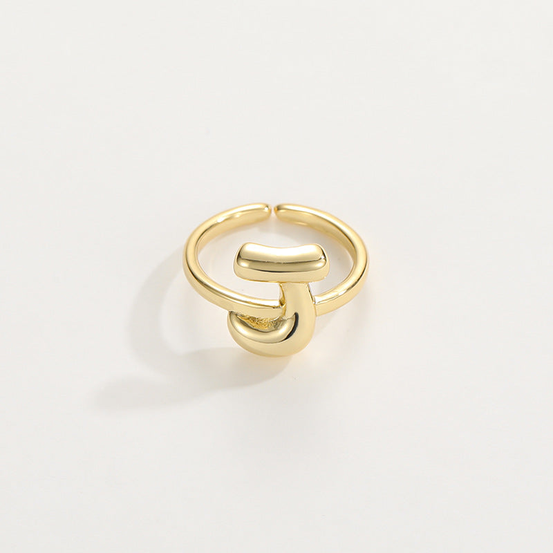 14k Schattige Bubble Letter Initiaal Ring