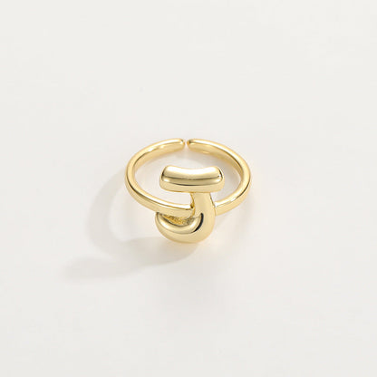 14k Schattige Bubble Letter Initiaal Ring