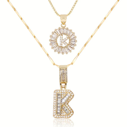 2-delige 14k Diamant Initiaal Kettingenset