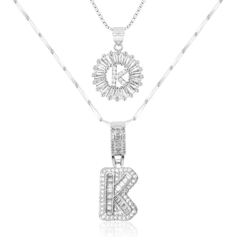2-delige 14k Diamant Initiaal Kettingenset