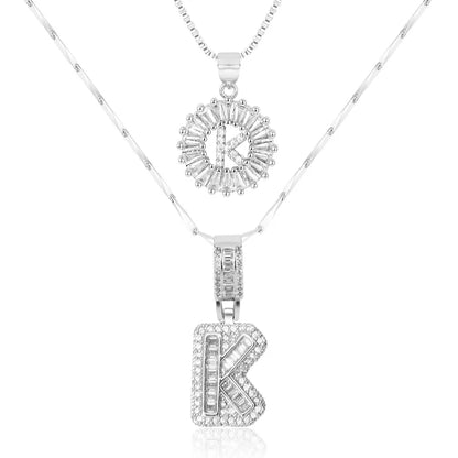 2-delige 14k Diamant Initiaal Kettingenset