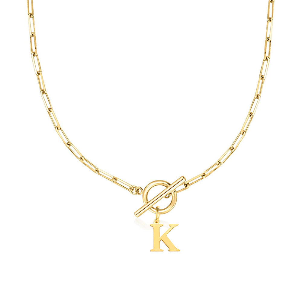 Paperclip Initiaal Ketting met Cirkel Slot