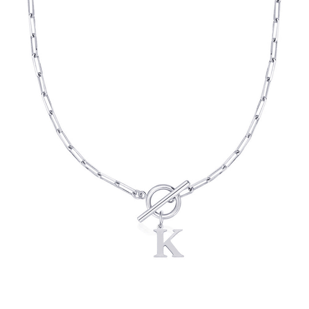 Paperclip Initiaal Ketting met Cirkel Slot