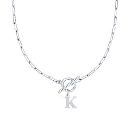 Paperclip Initiaal Ketting met Cirkel Slot