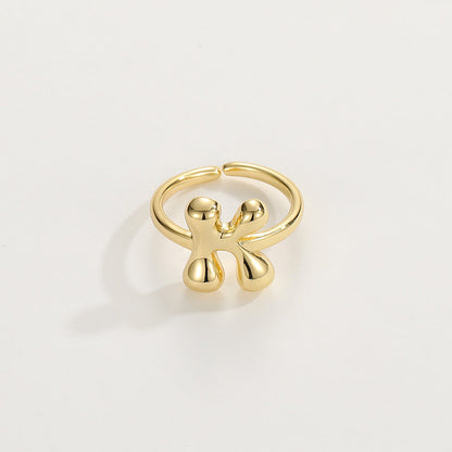 14k Schattige Bubble Letter Initiaal Ring