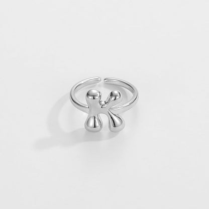 14k Schattige Bubble Letter Initiaal Ring