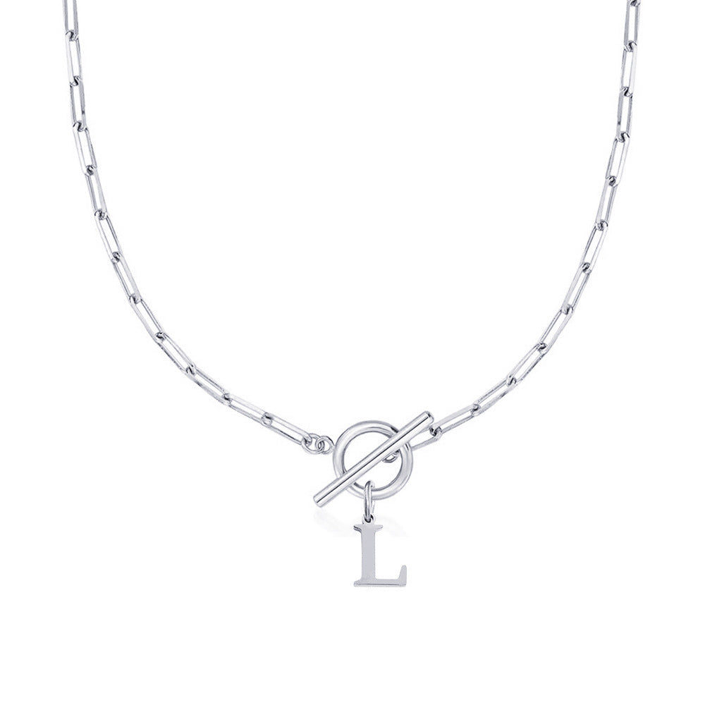 Paperclip Initiaal Ketting met Cirkel Slot