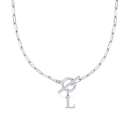 Paperclip Initiaal Ketting met Cirkel Slot