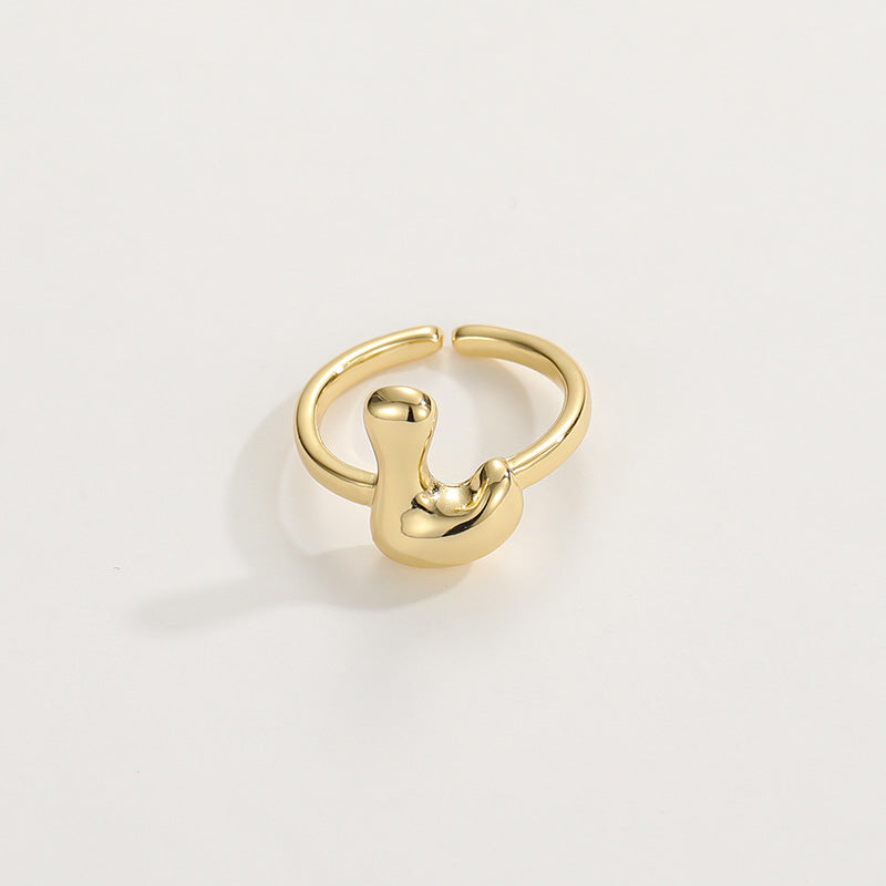 14k Schattige Bubble Letter Initiaal Ring