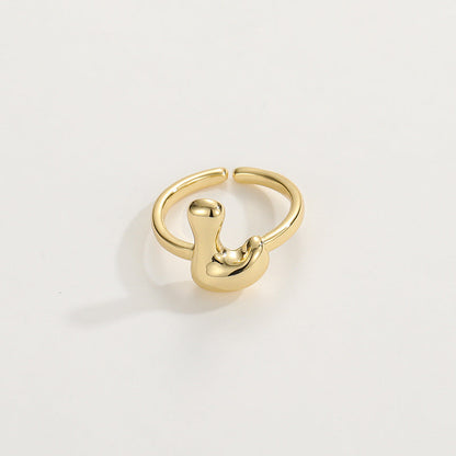 14k Schattige Bubble Letter Initiaal Ring
