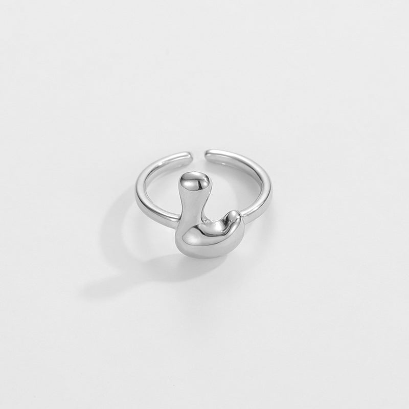 14k Schattige Bubble Letter Initiaal Ring