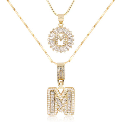 2-delige 14k Diamant Initiaal Kettingenset