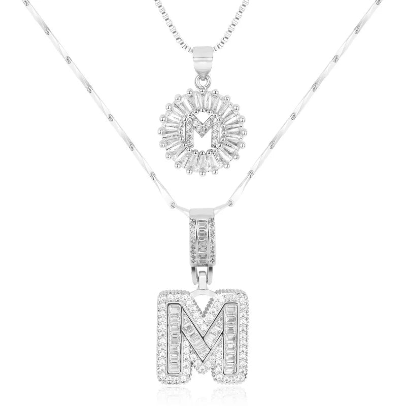 2-delige 14k Diamant Initiaal Kettingenset