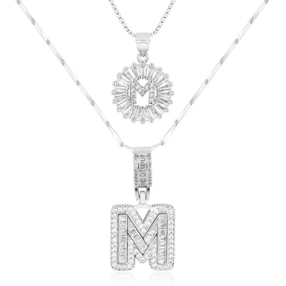2-delige 14k Diamant Initiaal Kettingenset