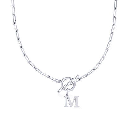 Paperclip Initiaal Ketting met Cirkel Slot