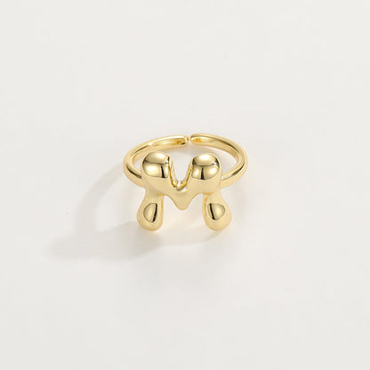 14k Schattige Bubble Letter Initiaal Ring