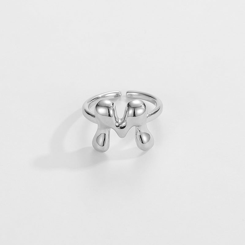 14k Schattige Bubble Letter Initiaal Ring