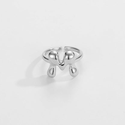 14k Schattige Bubble Letter Initiaal Ring