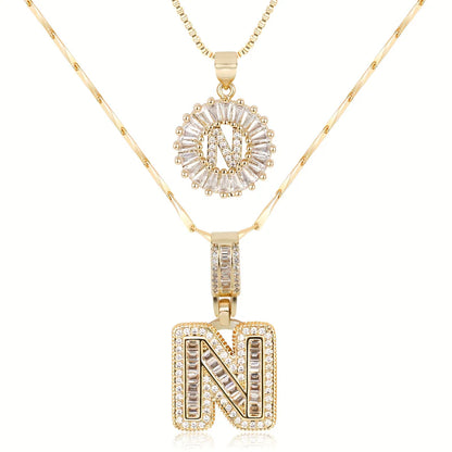 2-delige 14k Diamant Initiaal Kettingenset